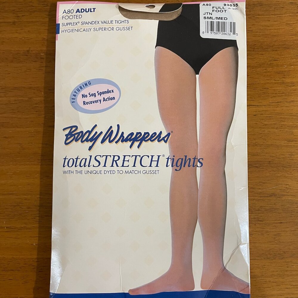 Body Wrappers Jazzy Tan Full Foot Adult Tights (JTN, S/M)